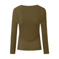 thumbnail image 4 of YDFCWXW Womens Long Sleeve Scoop Neck Ribbed Knit Fitted Casual Tops Tee Slim Basic Shirts Khaki, M, 4 of 5