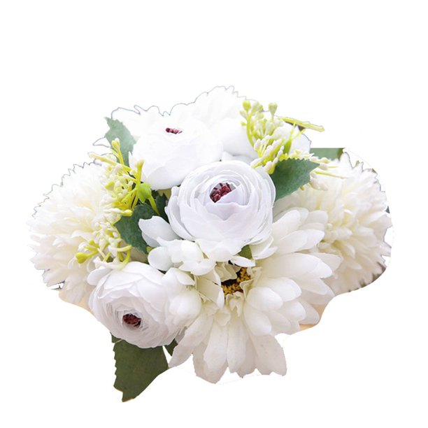 Plantas falsas simuladas Gerbera artificial Ramo de novia Verdor Ofiice Decoraciones para bodas en el hogar AweSitey JJ22692-03