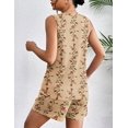 thumbnail image 4 of Ekouaer Women 2 Piece Sets Waffle Knit Tank Top Lounge Short Sets Casual Summer Matching Outfits with Pockets Floral Beige, 4 of 6