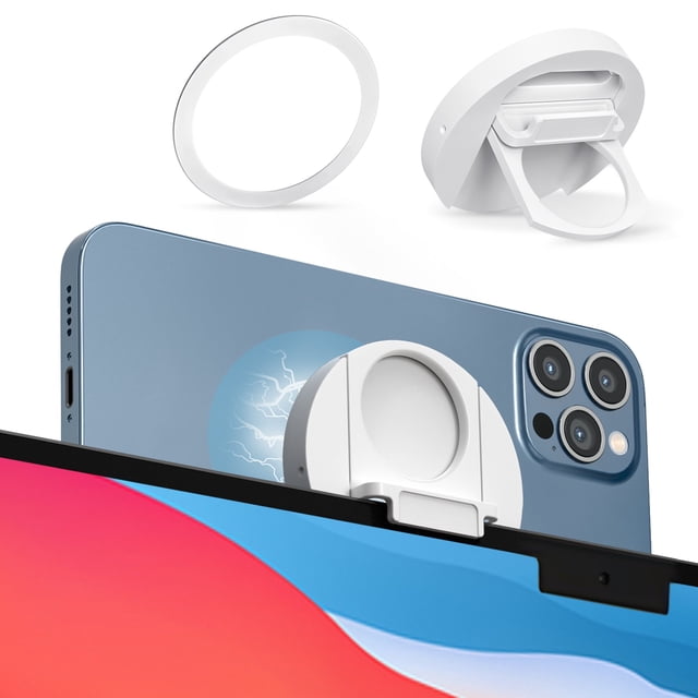 Continuity Camera Mount for MacBook Laptops/iPhone 12, 13 & 14 Series, Equip with Magsafe, iPhone Webcam Mount for iOS 16 & macOS Ventura, Desk View Avaliable, Includes Magnetic Metal Ring