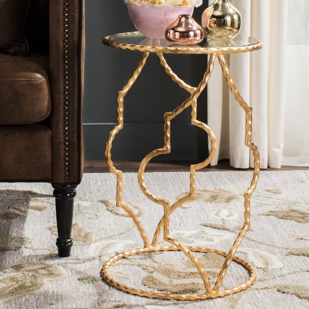 Safavieh Ira Round End Table, Antique Gold Leaf
