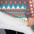 thumbnail image 3 of Oversized Wearable Blanket Hoodie,Bright Tribal Striped Pattern Sherpa Blanket Hoodie with Super Pockets,Super Warm Fuzzy Pullover for Women & Men, 3 of 6