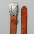 thumbnail image 2 of Snap On Leather Jean Belt with Western Fancy Scroll Engraving Oval Buckle, 2 of 4