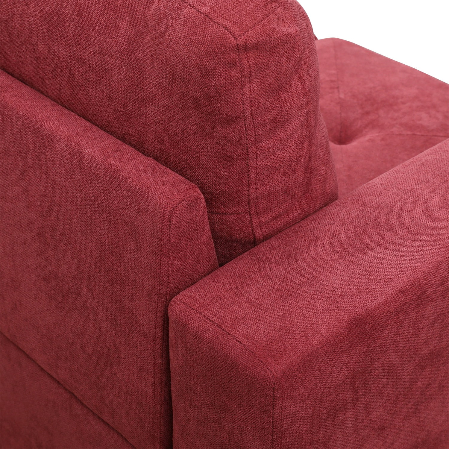 Hommoo 4 Seat Sectional Sofa Living Room Furniture Sets, Modern Flannelette L Shaped Couches and Sofas Model for Home, Red(No Ottomans)