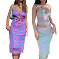 thumbnail image 3 of Sunloudy Conjunto de falda para mujer Estampado floral Sin mangas Sling Cuello en V Tops + Falda de cintura alta Ropa de calle Conjunto de dos piezas Sunloudy  moda, 3 of 3