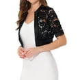 thumbnail image 4 of MODA NOVA Lace Shrug Bolero for Juniors Satin Panel Open Front Crop Cardigans Black S, 4 of 6