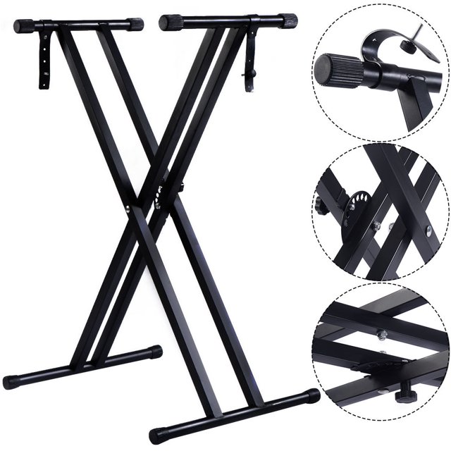 Adjustable Music Keyboard Electric Piano X-Stand Metal Dual Tube Standard Rack