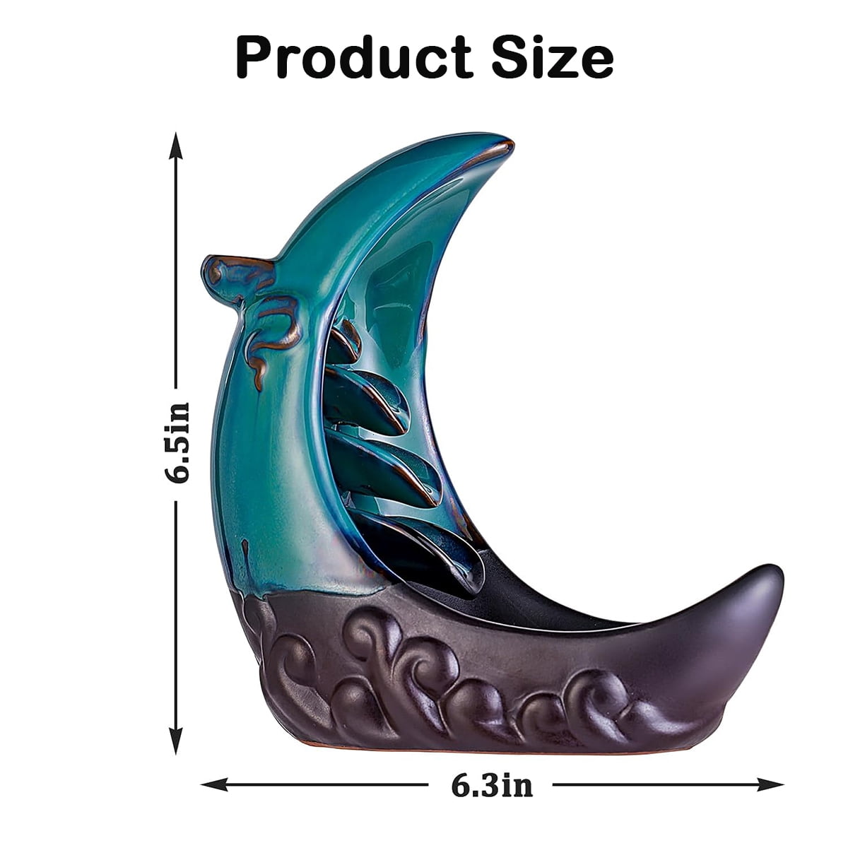Moon Incense Burner, Ceramic Waterfall Incense Burner, Backflow Incense Holder for Aromatherapy Ornament Home Decor