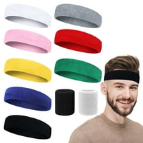 VEGCOO 8-Pack Sweat Absorbent Headbands & 2-Pack Wristbands for Sports, Fitness, Running, Yoga, Tennis, Basketball, Gym Workouts for Men and Women