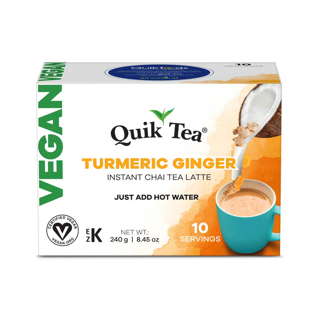 Quik Tea Vegan Turmeric Ginger Chai Tea Latte 10 Count Single Box