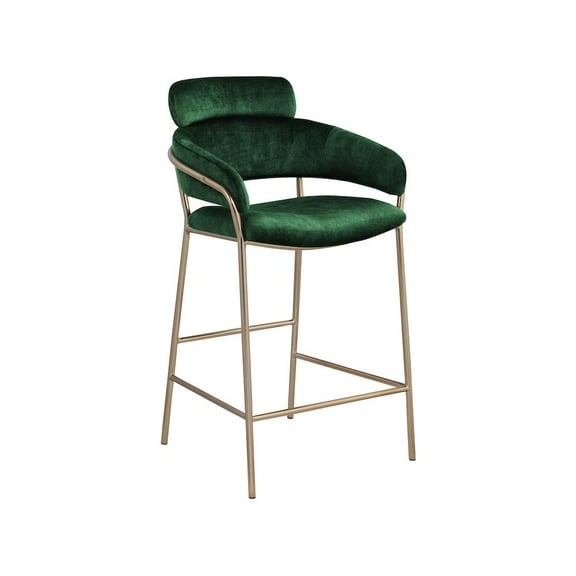 Meridian Furniture Yara Green Velvet Counter Stool