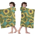 thumbnail image 4 of Blue Sunflower Vine Leaf Pattern Hooded Bath Towel，50"x30" for Ages 3 To 12 Kids, Quick Dry Lightweight Soft Microfiber Hood Beach Towel Cover Up for Kids, 4 of 7