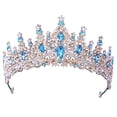 thumbnail image 2 of Coronas de boda con diamantes de imitación, corona nupcial de cristal, diadema, tiara de cumpleaños, corona para aniversarios, niñas, oscuro Macarena corona de reina, 2 of 8