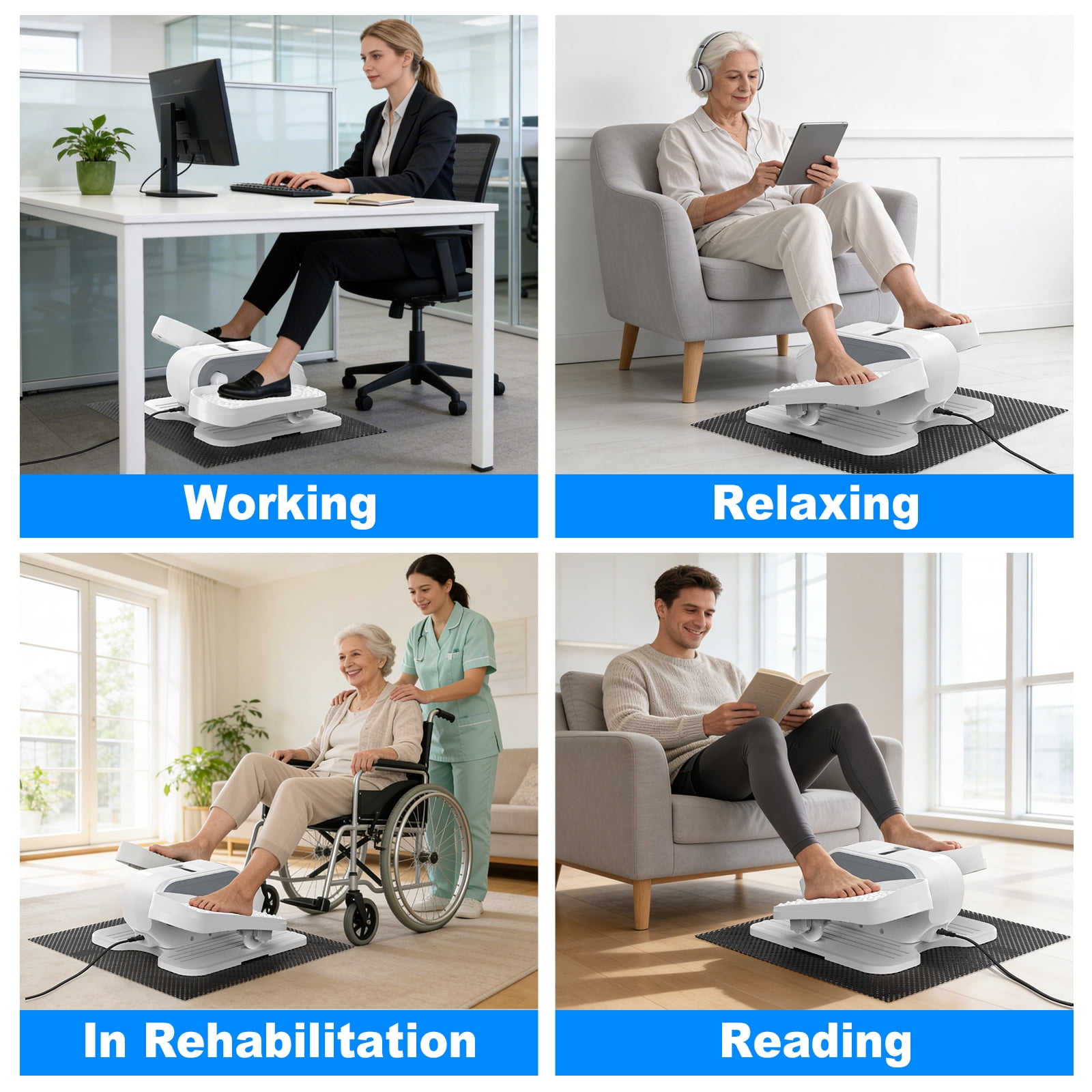 Funslim Under Desk Elliptical Machine, Electric Elliptical Exerciser for Senior, Quiet & Small Electric Seated Pedal Exerciser for Home with Remote Control，Display Monitor & 12 Adjustable Speeds