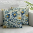 thumbnail image 3 of Awypu  Watercolor Flowers Throw Pillow Cover Blue Cornflower White Daisy Vintage Spring Blossom Cozy Square Cushion Case for Men Women Boys Girls Room Home Decor 18x18 Inch, 3 of 5