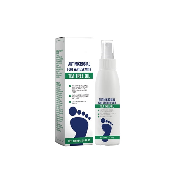 Alvantor Tea Tree Oil Foot Spray, Moisturizing Deodorizer for Dry Cracked Heels, 3.38 fl. oz