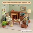thumbnail image 3 of OLEOCA Family Deluxe Dollhouse Living Room Set — Sofa & Two Armchairs, Coffee Table, TV Stand, Fireplace, Floor Lamp, Plant & Tea Set — Dollhouse Furniture & Accessories for Ages 3+, 3 of 7