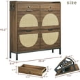thumbnail image 2 of Rattan Shoe Cabinet with 4 Flip Drawers, Shoe Storage Cabinet with Adjustable Shelves, Narrow Shoe Cabinet with Metal Legs & Handles for Entryway, Hallway, Organizer, Rustic Oak Rattan, 2 of 13