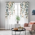thumbnail image 5 of Green Brown Botanical Kitchen Curtains 84 Inch Length, Farmhouse Eucalyptus Leaves Grommet Top Bedroom Living Room Curtains, Light Filtering Cafe Curtain Drapes 2 Panels Set 84''x84'', 5 of 9