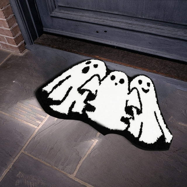 Kmbangi Halloween Gothic Rug Spider Web Indoor Mat Home Decor Pumpkin Door Mat Bat Rug Ghost Floor Mat Doormat for Bathroom Bedroom