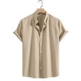 thumbnail image 2 of Men Summer Casual Short Sleeve Shirt Solid Color Lightweight Crepe Fabric Comfortable Breathable Stylish Wear Men's Oversized Tee Summer Tops Streetwear, 2 of 8