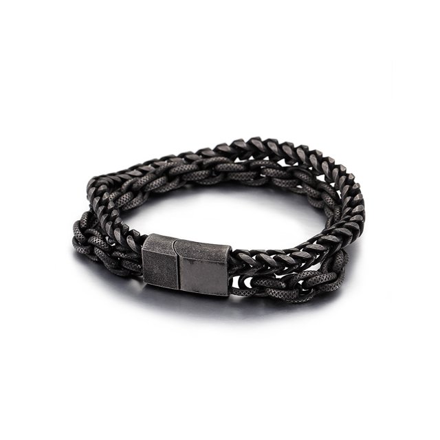 Minnieouse ligera hebilla doble cadena pulseras de cadena portátil joyería de moda hombre cumpleaños amigos joyería Ropa, zapatos y accesorios Miscelánea 19 cm (KB91534-BD) Minnieouse AP016357-01