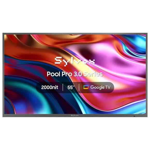 SYLVOX Outdoor TV, 55" Google TV, IP56 Waterproof TV, 4K 2000nits LCD Full Sun Outside TV for Patio, Backyard & Poolside Entertainmen(Pool Pro 3.0)