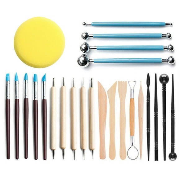 Yeacher Polymer Clay Tools 24PCS Pottery Modeling Sculpting Tool Set for Embossing Pattern Clay Sculpting Carving Nail Art Cake Decoration