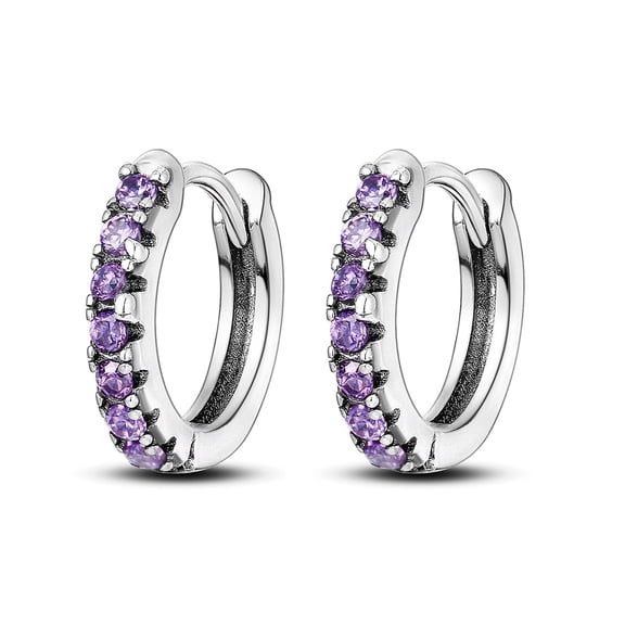MULA Original 925 Sterling Silver Hoop Earrings Sparkling Purple AAA CZ for Women Jewelry Gift