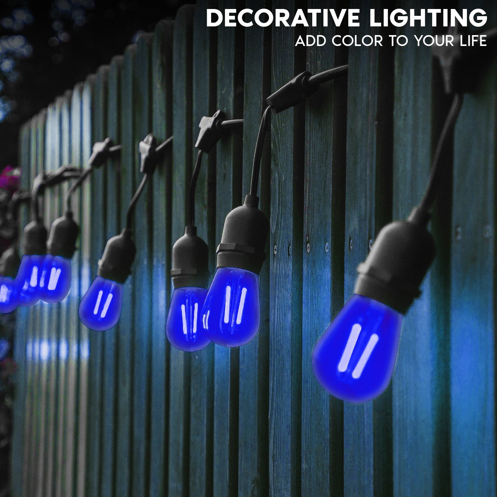 Luxrite S14 Edison LED Blue Light Bulb 0.5W Colored LED Bulbs for Outdoor String Lights UL Listed E26 Base 4 Pack