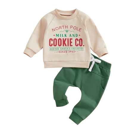 

Binshrliy Infant Boy Christmas Outfits Clothes 3M 6M 12M 18M 24M 3T Baby Boy Long Sleeve Letter Print Sweatshirt + Elastic Long Pants 2Pcs Christmas-themed Clothing Costume for Toddler