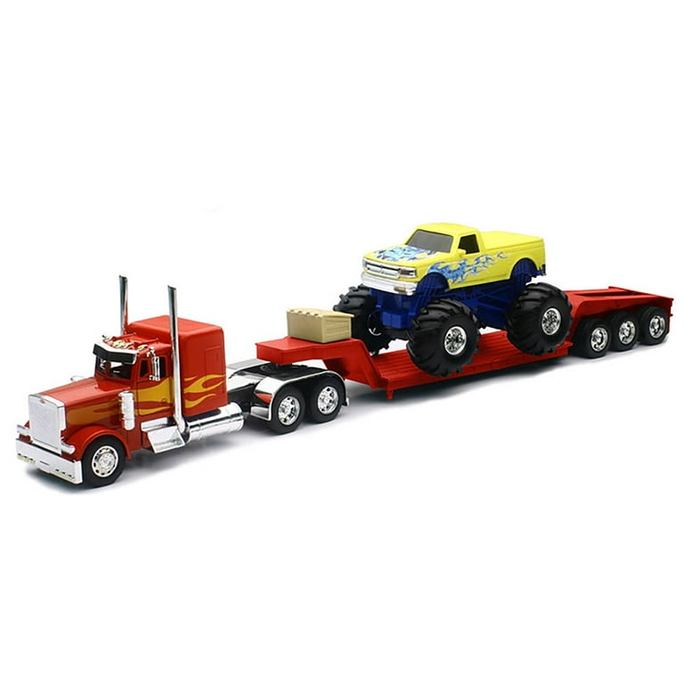 New Ray Diecast Peterbilt 379 Truck with Lowboy Trailer 1/32