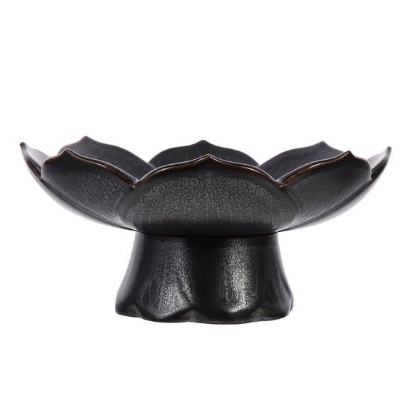 NICEXMAS Lightweight Black Ceramic Lotus Fruit Bowl, Portable and Easy to Clean for Home