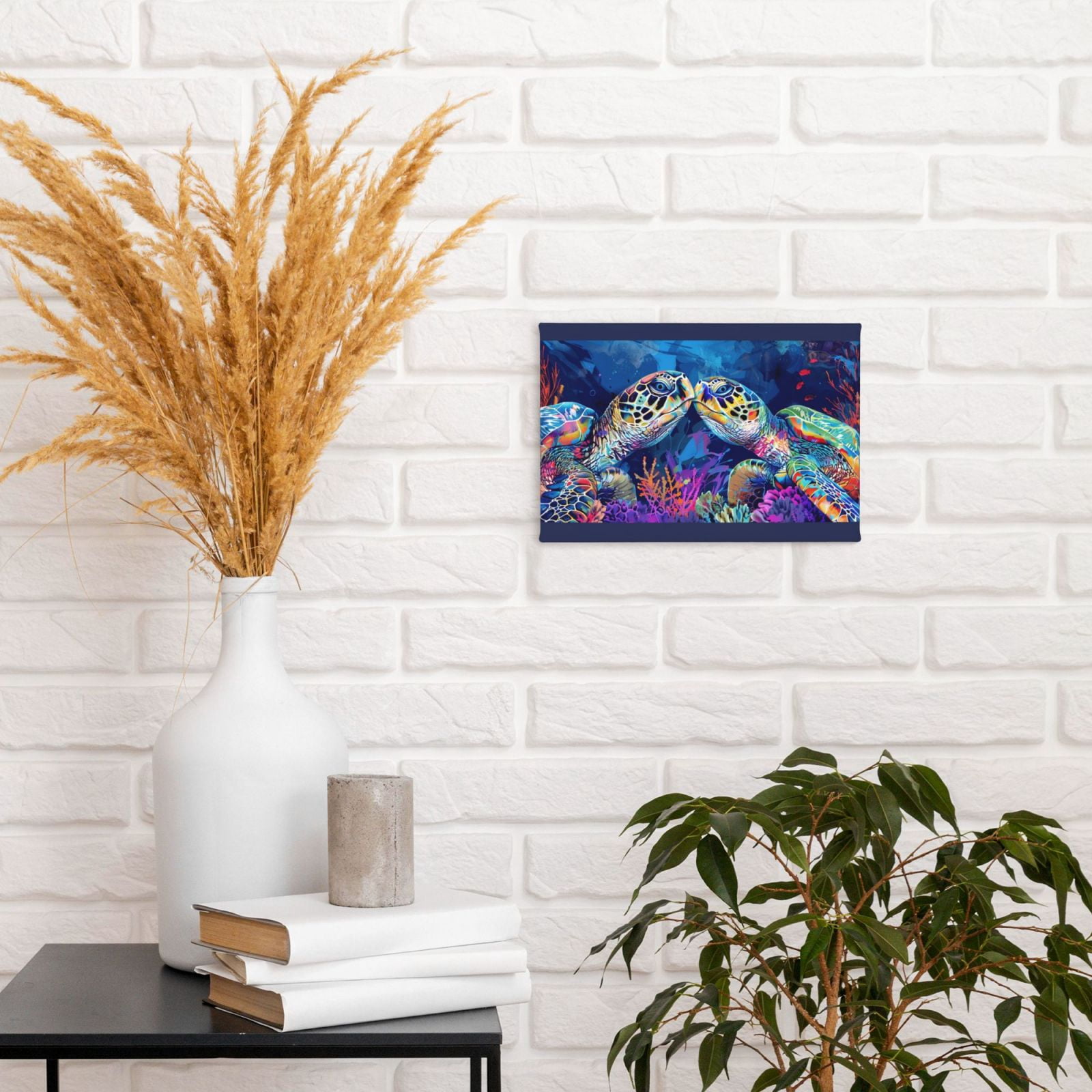 8x12 inch Canvas Hanging Picture Turtle Couple Bathroom Wall Decor,Home Decor Bathroom Accessory,Home Bedroom,Study Wall Decor Canvas Paintings,Modern Art Turtle Couple Decoration Painting