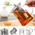thumbnail image 2 of Tetera de vidrio transparente con filtro resistente al calor, adecuada para estufa de alcohol, microondas y lavavajillas, colador de té para té suelto y té floreciente -, 2 of 3