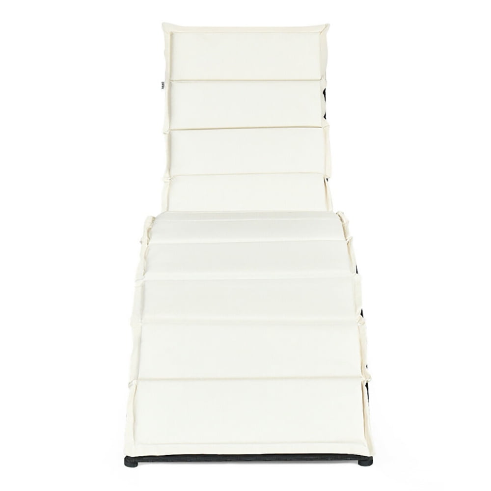 Aimee Lii Folding Patio Rattan Lounge Cushioned Portable Chair, Patio Loungers, White