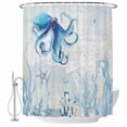 thumbnail image 2 of Retro Oceans Shower Curtains for Bathroom, Watercolor Beige Blue Octopus Starfish Seaweed Washable Fabric Shower Curtain with Hooks Waterproof Bathroom Decor Sets, 66 x 72 Inches, 2 of 9
