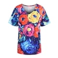 thumbnail image 3 of WISEFIN Womens Casual Floral Print V-Neck Short Sleeve Blouse T-Shirt Tops Size M-3XL, 3 of 4