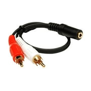 6 Inch 3.5mm Stereo Female to 2 RCA Male Cable, Gold-Plated (Red & White)