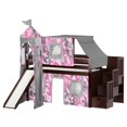thumbnail image 2 of JACKPOT Solid Wood Prince & Princess Low Loft Bed in Cherry/Pink Camo, 2 of 5
