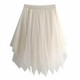 thumbnail image 1 of LUOGENLI Skirt Irregular Cake Skirt Female Autumn Winter Half Skirt Three Layer Yarn A Line Skirt Medium Length Floral Maxi Skirt with Slit Maxi Skirt Set Boho Beige One Size, 1 of 1