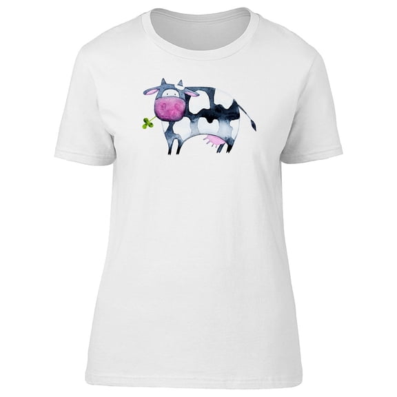 Cool Black Watercolor Cow Tee Women's -Image by Shutterstock