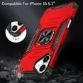 thumbnail image 2 of For iPhone 16 6.1 inch Robust Magnetic Kickstand Hybrid Case Cover - Red, 2 of 3