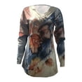 thumbnail image 2 of oyyn Women Long Sleeve Tops Fashion Print Irregular Collar T-shirt New in Elegant Casual V Neck Shirt Oversized XXL, 2 of 5