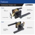 thumbnail image 3 of Brinks Contemporary Passage Lever Doorknob, Matte Black, 3 of 7
