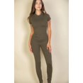 thumbnail image 2 of Saronite Solid Stretchy Full Length Knit Soft Leggings, Olive (Women's), 2 of 5