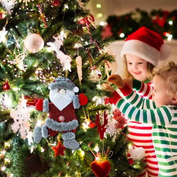 SDJMa Plush Christmas Ornaments , Christmas Tree Plush Hanging Ornaments Decorations Santa/Snowman/Elk/Bear Ornaments for Christmas Tree Pendant Holiday Party Decor