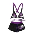 thumbnail image 3 of 2 Piece Y2k Halter Bikini Sets Vintage Y2k Floral Swimsuit Beach Sets (Purple M), 3 of 5