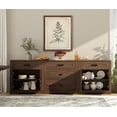 thumbnail image 3 of WAMPAT 94.5"W Large TV Stand,3-in-1 Farmhouse Entertainment Center with Storage Barn Door Cabinet,TV Console Table With Media Cabinet and Drawers for Living Room,Bedroom,Rustic Brown, 3 of 7