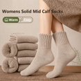 thumbnail image 2 of OYXSER 5 Pairs Womens Solid Mid Calf Socks, Elastic Cuff Warm Soft Fit Suitable for All-Day Wear, 2 of 7